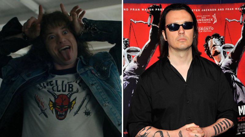 Joseph Quinn como Eddie Munson (Foto: Divulgação / Netflix) e Damien Echols (Foto: Stephen Lovekin / Equipe)