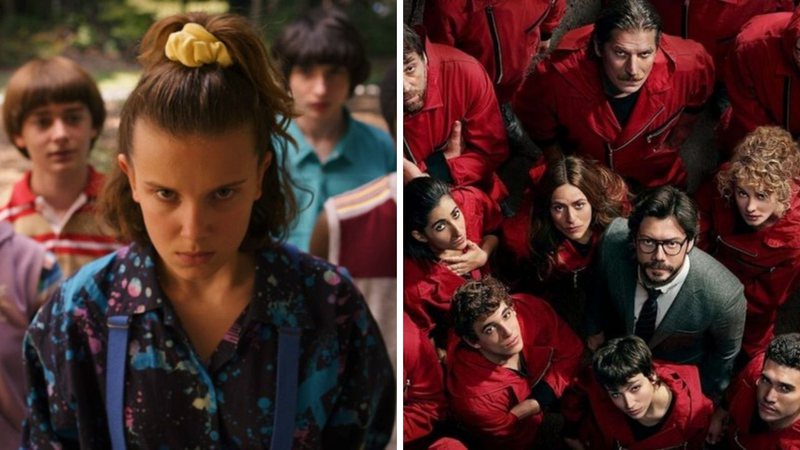 Elenco de Stranger Things (Foto: Divulgação / Netflix) e La Casa de Papel (Foto: Reprodução)