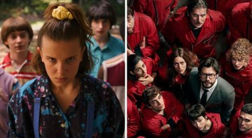 Elenco de Stranger Things (Foto: Divulgação / Netflix) e La Casa de Papel (Foto: Reprodução)