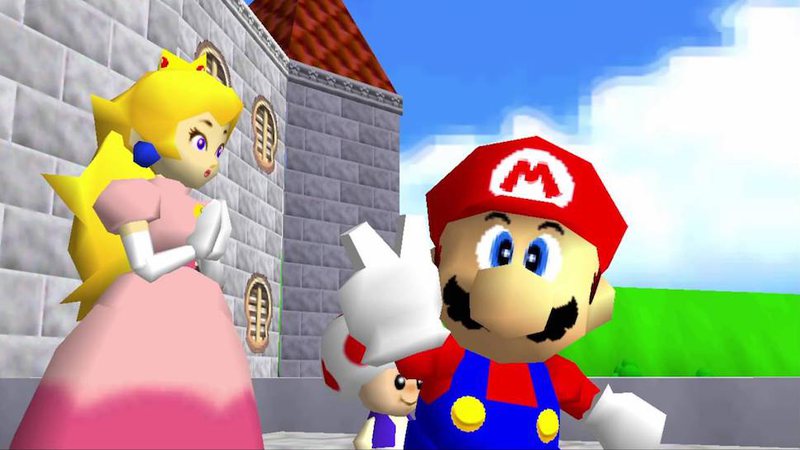 Peach e Mario em Super Mario 64 (Foto: Reprodução)