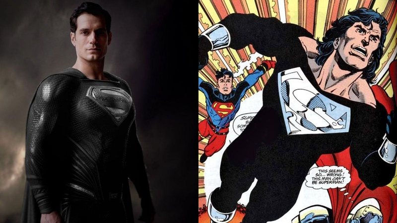 Superman de Henry Cavill com o traje preto / O Retorno do Superman (foto: reprodução Vero - Zack Snyder/ DC Comics)