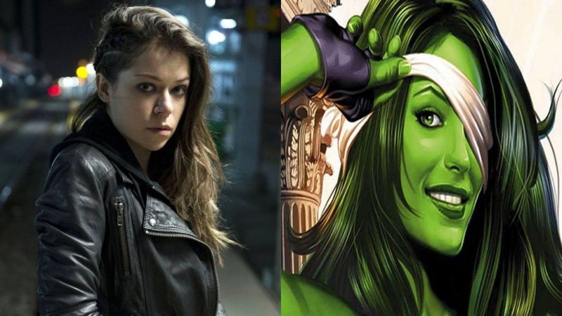 Tatiana Maslany e Mulher-Hulk (Foto 1: Reprodução/Foto 2: Divulgação)