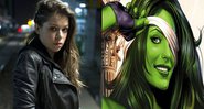 Tatiana Maslany e Mulher-Hulk (Foto 1: Reprodução/Foto 2: Divulgação)