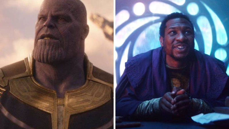 Thanos em Vingadores: Guerra Infinita (Foto: Reprodução/Disney) e Aquele Que Permanece em Loki (Foto: Reprodução/Disney+)