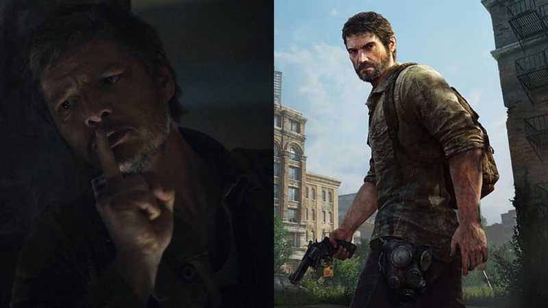 Pedro Pascal na série de The Last of Us (Foto: Reprodução/HBO) e o pôster do jogo original (Foto: Reprodução/Naughty Dog)