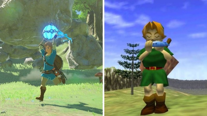 Capturas de tela de Breath of The Wild e Ocarina of Time (Fotos: Reprodução/Nintendo)