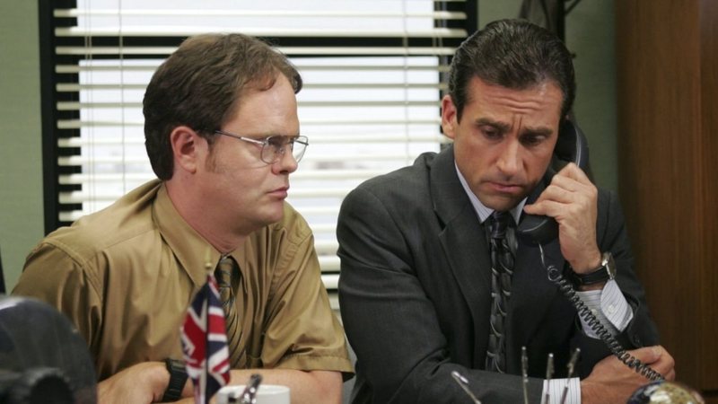 Rainn Wilson e Steve Carell em The Office (Foto: Divulgação/NBC)