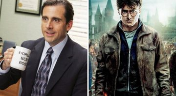 Steve Carell como Michael Scott em The Office (Foto: Reprodução/ Comedy Central) e Harry Potter e as Relíquias da Morte (Foto: Divulgação / Warner)