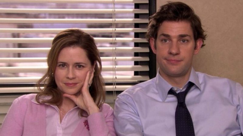 Jenna Fischer John Krasinksi como Pam e Jim em The Office (Foto: Reprodução)