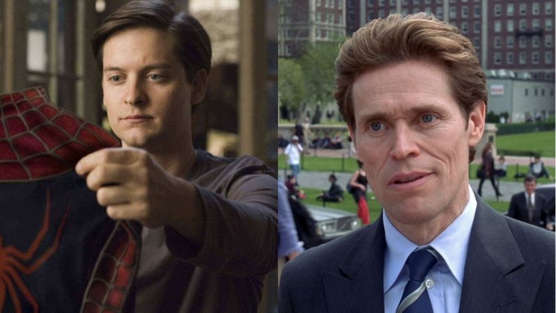 Tobey Maguire como Homem-Aranha (Foto: Reprodução / Twitter) e Willem Dafoe como Duende Verde em Homem-Aranha (Foto: Reprodução)