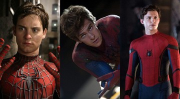 Tobey Maguire como Homem-Aranha (Foto: Reprodução), Andrew Garfield como Homem-Aranha (Foto: Reprodução/Sony) e Tom Holland como Homem-Aranha (Foto: Jay Maidment/Divulgação)