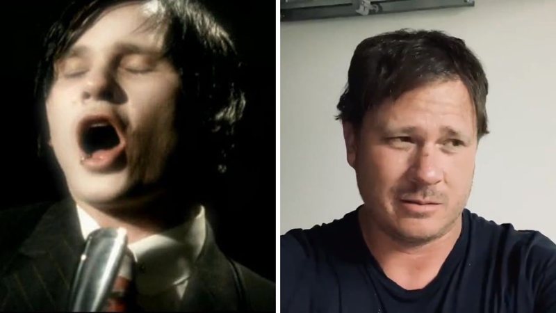 Tom DeLonge no clipe de "I Miss You" (Foto: Reprodução/Youtube) e o músico em postagem de rede social (Foto: Reprodução/Twitter)