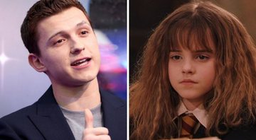 Tom Holland (Foto: Press Association via AP Images) e Emma Watson em Harry Potter (Foto: Divulgação / Warner)