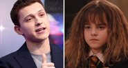 Tom Holland (Foto: Press Association via AP Images) e Emma Watson em Harry Potter (Foto: Divulgação / Warner)