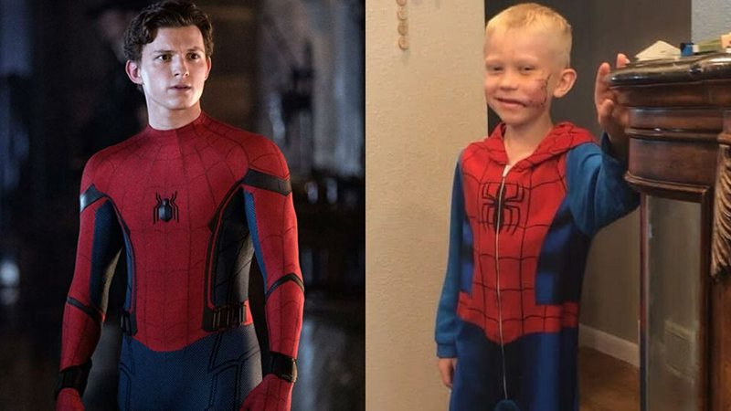 Tom Holland como Homem-Aranha (Foto:Jay Maidment/ Divulgação) e Bridger Walker (Foto: Reprodução/Instagram)