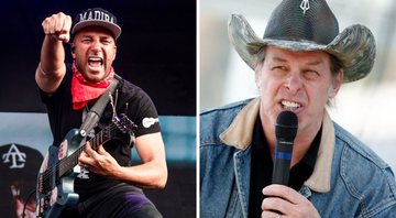 Tom Morello durante o Sonic Temple Art and Music Festival em 2019 (Foto: Amy Harris / Invision / AP) | Ted Nugent (Foto: Getty Images / Randy Snyder / Correspondente)