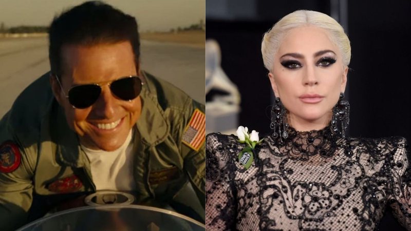 Tom Cruise em Top Gun (Foto: Reprodução), Lady Gaga no Grammy (Foto: Jamie Mccarthy / Getty Images)