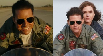 Tom Cruise em Top Gun (Foto 1: Reprodução e Foto 2: Paramount / Skydance))