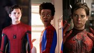 Tom Holland como Homem-Aranha, Homem-Aranha no Aranhaverso e Tobey Maguire como Homem-Aranha (Fotos: Divulgação)