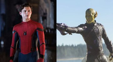 Tom Holland como Homem-Aranha e Ben Mendelsohn como Talos (Foto 1:Jay Maidment | Foto 2: Reprodução/Marvel)