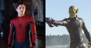 Tom Holland como Homem-Aranha e Ben Mendelsohn como Talos (Foto 1:Jay Maidment | Foto 2: Reprodução/Marvel)