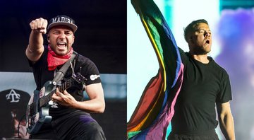 Tom Morello (Foto: AP Photo/Amy Harris) e Dan Reynolds (Foto: Ariel Martini / I Hate Flash)