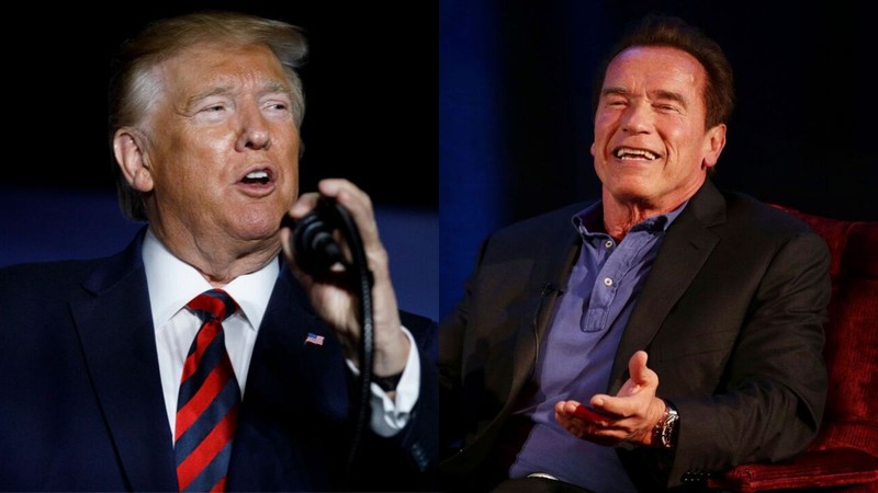 Montagem com Donald Trump (Foto: AP Photo/Carolyn Kaster) e Arnold Schwarzenegger (Press Association via AP Images)