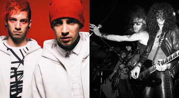 Twenty One Pilots e Guns N' Roses (Foto 1: Jabari Jacobs / Divulgação e Foto 2: Marc S. Canter / Michael Ochs Archive / Getty)