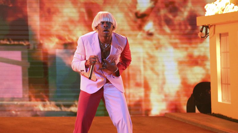 Tyler The Creator durante a apresentação do Grammy 2020 (Foto:Matt Sayles/Invision/AP)