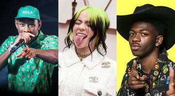 Tyler, the Creator (Foto: Jack Plunkett/Invision/AP), Billie Eilish (Foto: Jordan Strauss / Invision / AP) e Lil Nas X (Foto: Divulgação)