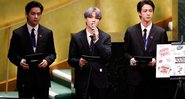 V, Suga e Jin do BTS em evento da ONU 2021 (Foto: John Angelillo-Pool/Getty Images)