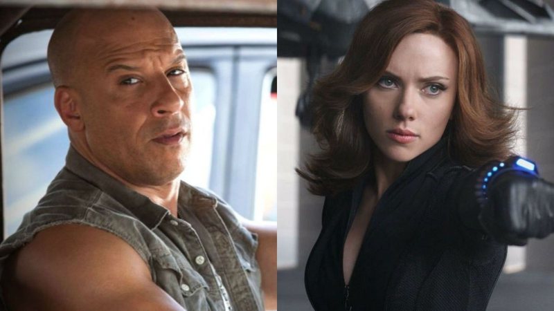 Vin Diesel em Velozes e Furiosos (Foto: Reprodução) | Scarlett Johansson como Viúva Negra (Foto: Reprodução)