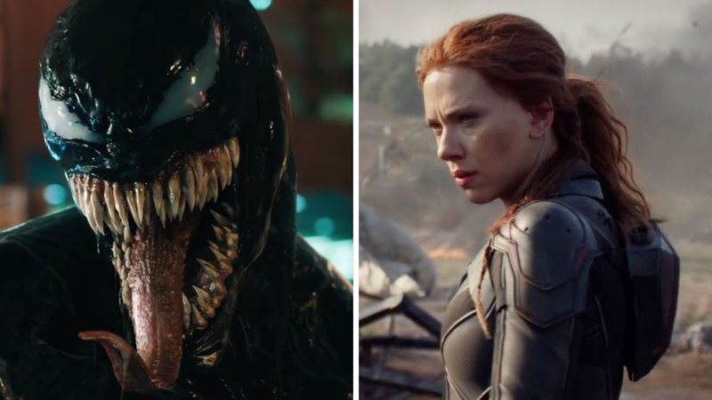 Venom (Foto: Reprodução/YouTube) e Cena de Viúva Negra (Foto: Reprodução /Marvel Studios /Disney)