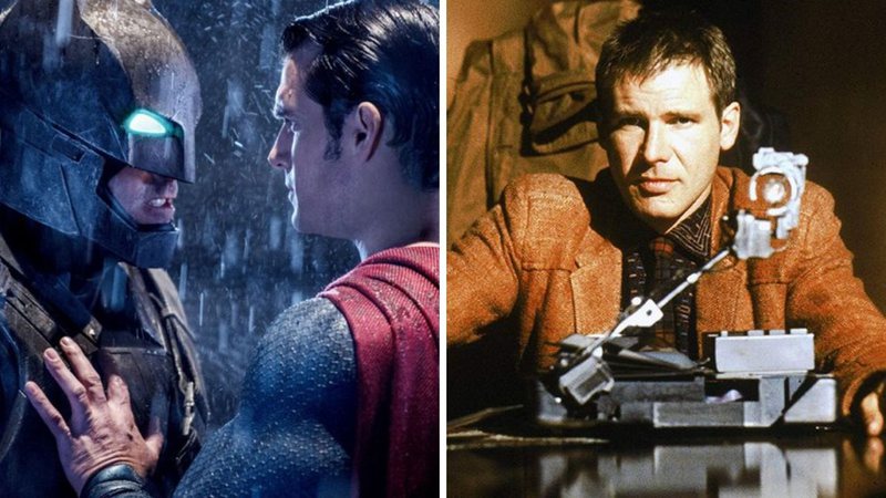 Batman vs Superman (Reprodução/Warner) e Harrison Ford em Blade Runner (foto: Reprodução/ Warner)