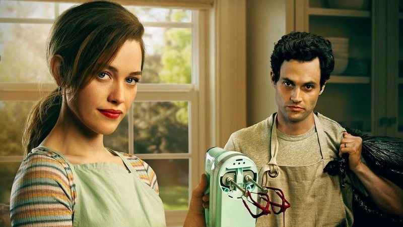 Victoria Pedretti e Penn Badgley como Love e Joe em pôster de You (Foto: Reprodução/Instagram)