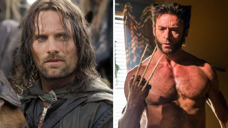 Viggo Mortensen em Senhor dos Anéis: As Duas Torres (Foto: Reprodução /New Line Production via IMDb) e Hugh Jackman como Wolverine (Foto: Reprodução/FOX/Marvel)