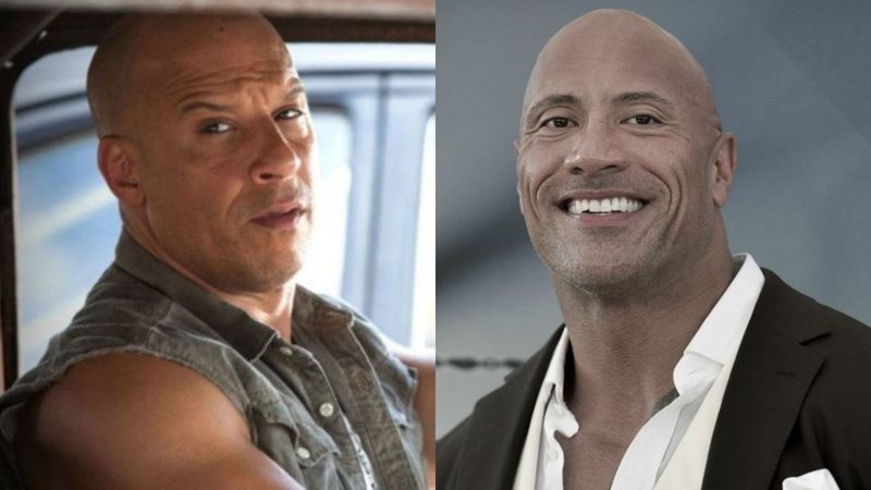 Vin Diesel em Velozes e Furiosos (Foto: Divulgação) e Dwayne "The Rock" Johnson (Foto: Richard Shotwell/Invision/AP)