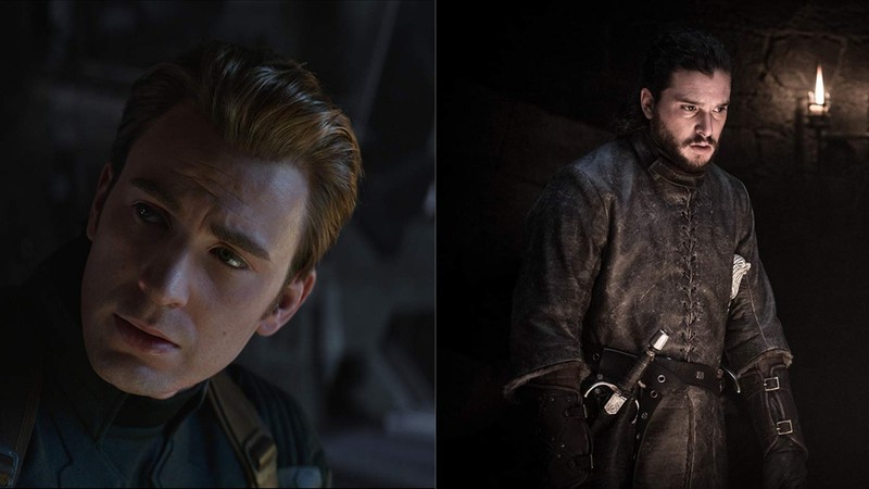 Chris Evans como Capitão América em Vingadores: Ultimato e Kit Harington como Jon Snow em Game of Thrones (Foto: Reprodução)