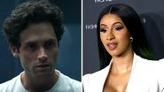 Penn Badgley em You (Foto: Reprodução) | Cardi B (Foto: Getty Images /Tommaso Boddi)