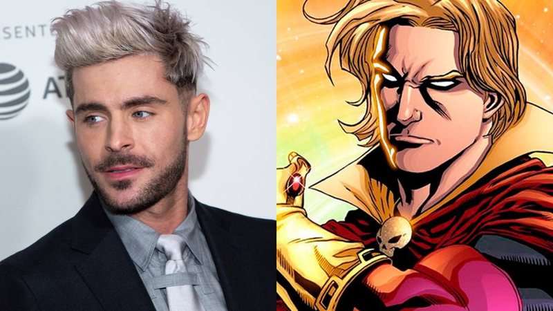 Zac Efron e Adam Warlock (Foto 1: Brent N. Clarke/AP Images | Foto 2: Divulgação)