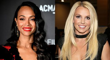 Zoe Saldana (Foto:  Frazer Harrison/Getty Images)  e Britney Spears (Foto: Isaac Brekken/Getty Images)