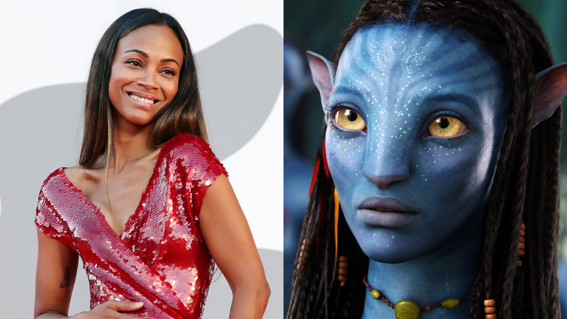 Zoe Saldana (Foto: Vittorio Zunino Celotto / Getty Images) | Zoe Saldana em Avatar (Foto: Reprodução / Lightstorm Entertainment)