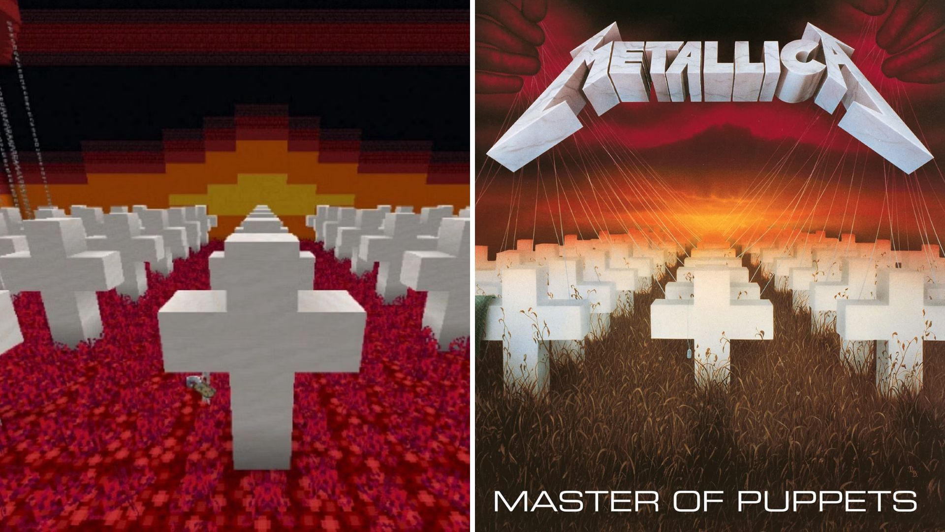 Fã recria capa de Master of Puppets do Metallica no Minecraft