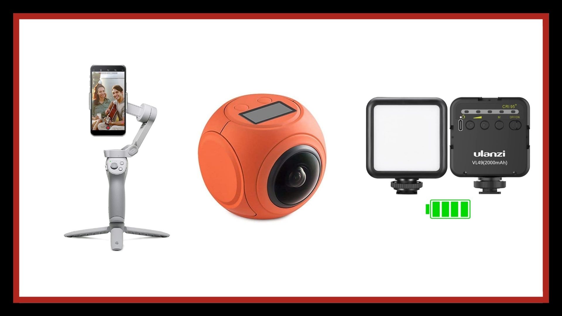 Câmeras, estabilizadores e muitos outros itens para suas gravações