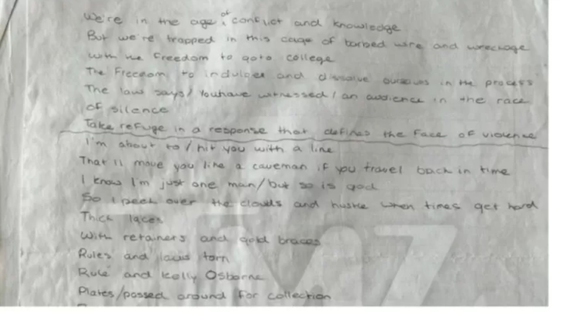 Rascunho de "Come Winter", lançado por Drake em 2006