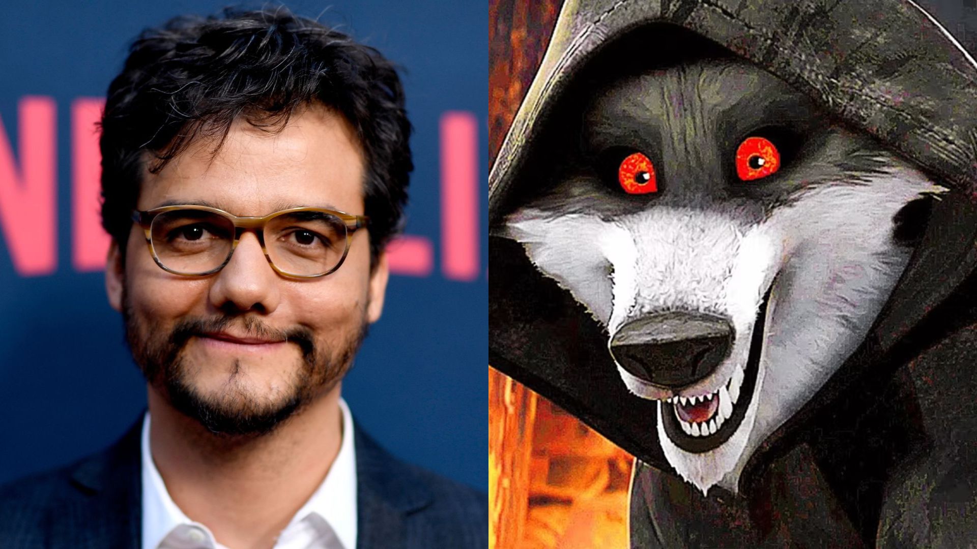 Wagner Moura (Foto: Frazer Harrison/Getty Images) e Lobo de Gato de Botas 2 (Foto: Reprodução/DreamWorks)