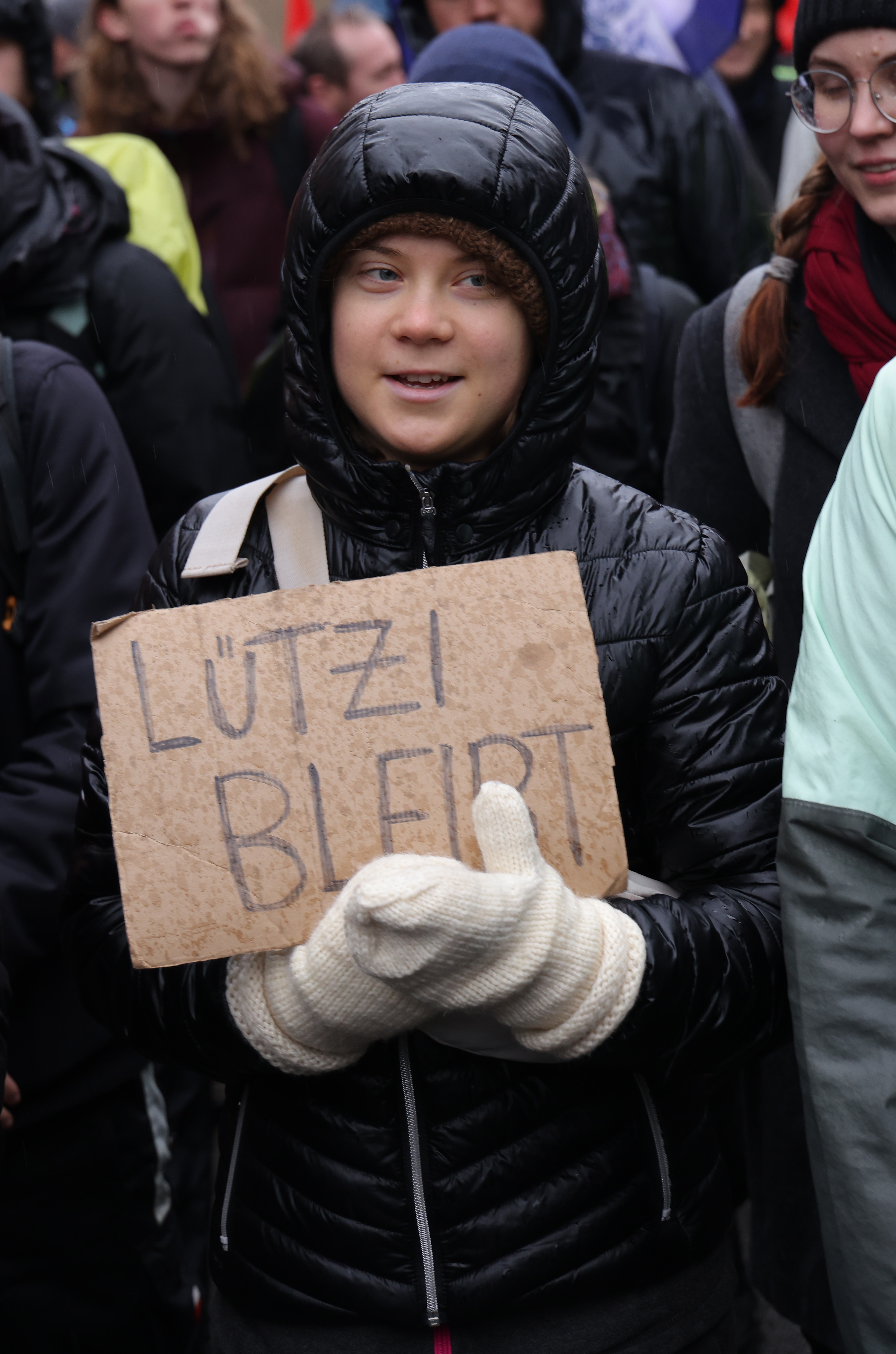 Greta Thunberg protestando em Luetzerath