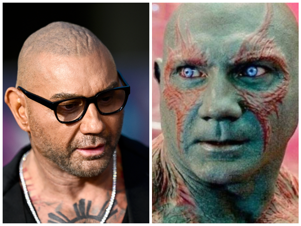 Dave Bautista e o personagem Drax (Getty Images/Reprodução)