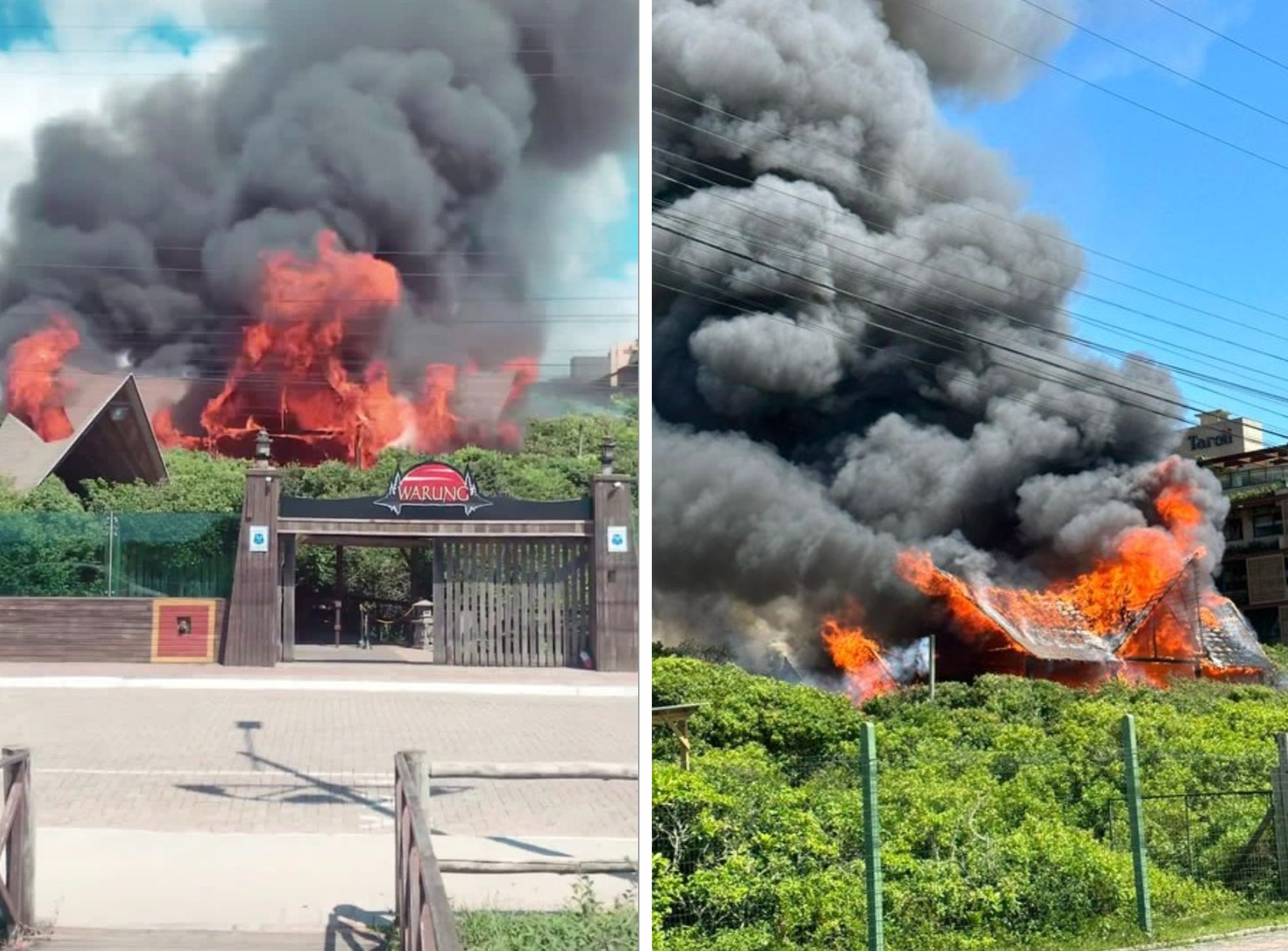 Warung Brach Club, em SC, amanhece em chamas (Reprodução)