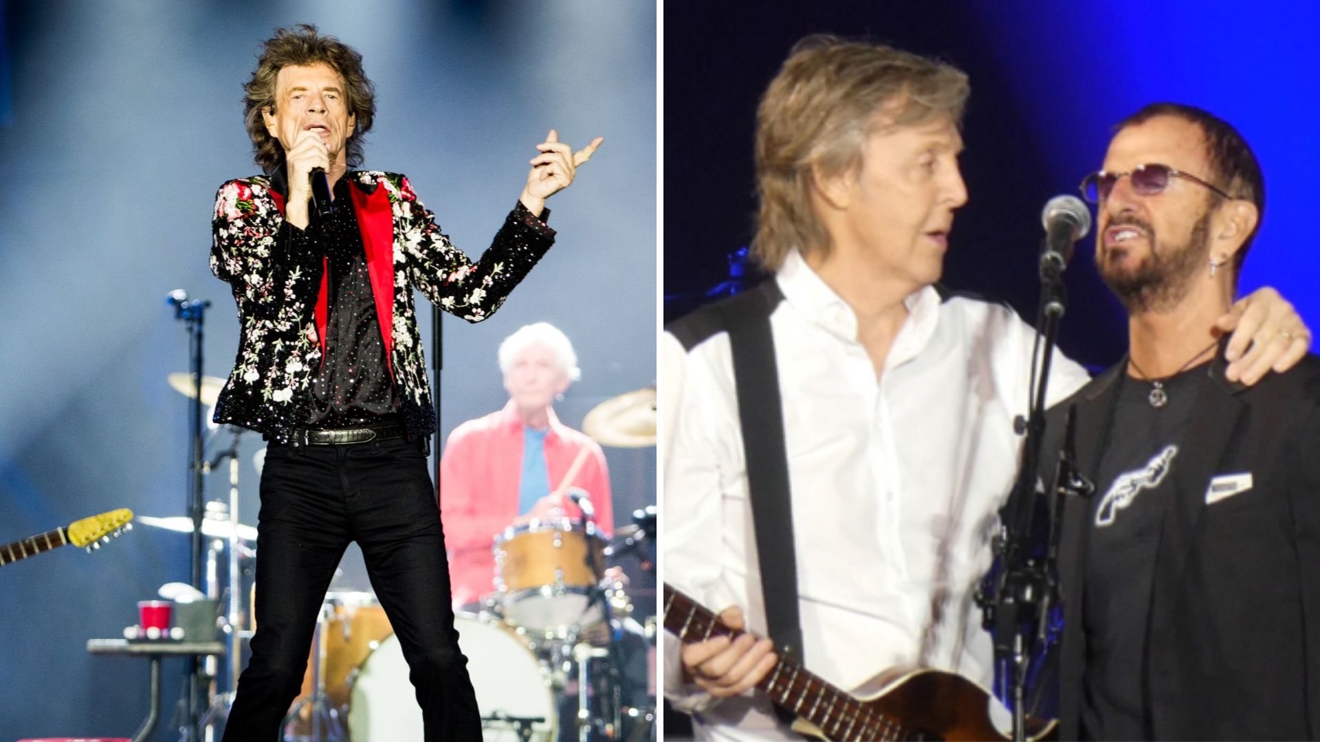 Mick Jagger (Foto: Getty Images) e Ringo Starr e Paul McCartney (Foto: Chris Willman/Variety)